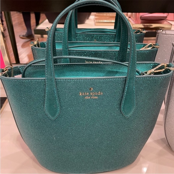 Kate Spade Glitter Glimmer satchel bag
NWT festive teal - Picture 6 of 6